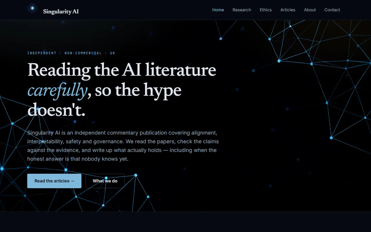 SingularityAI.uk homepage